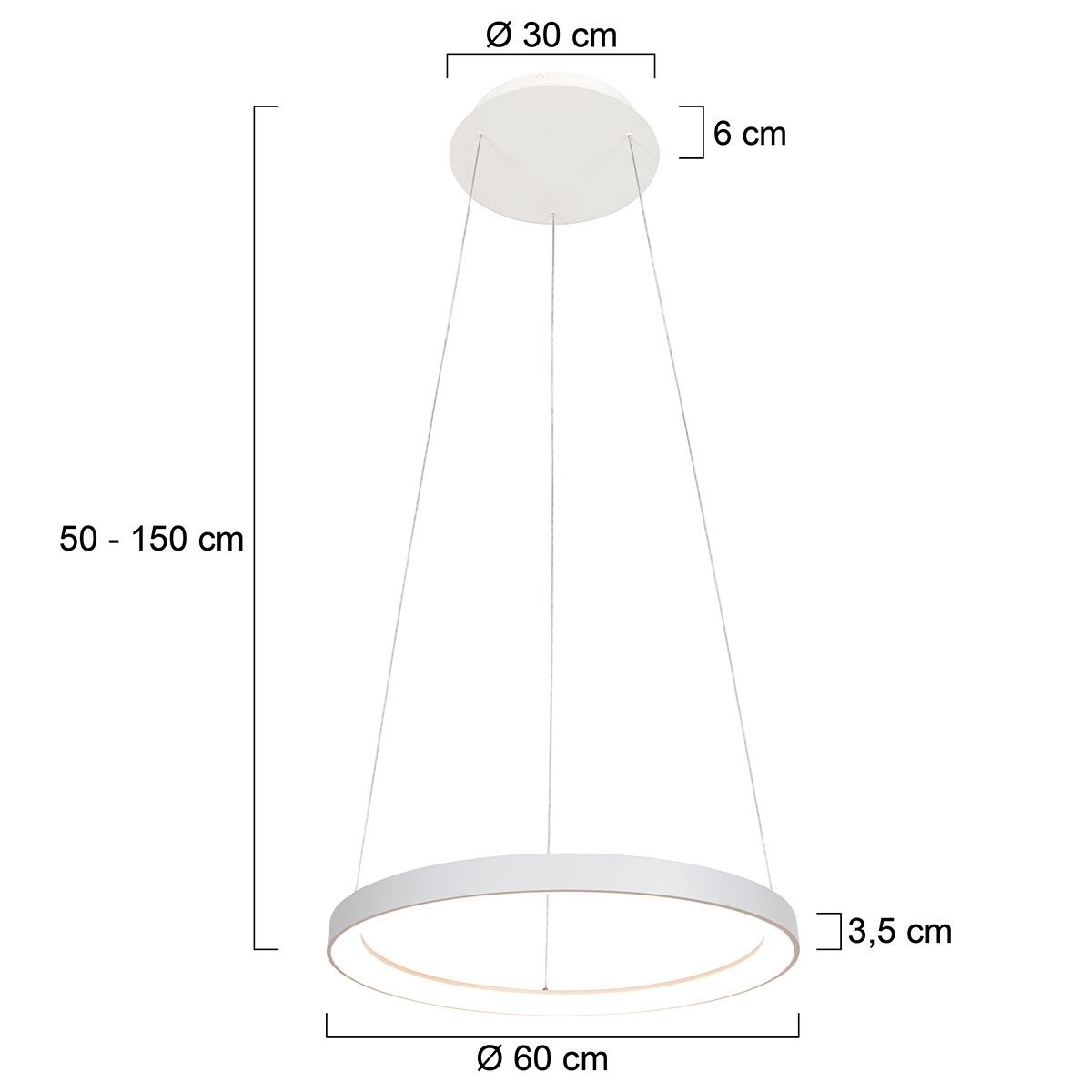 Witte hanglamp Ringlede 4612W met cable-lift systeem - Afbeelding 7