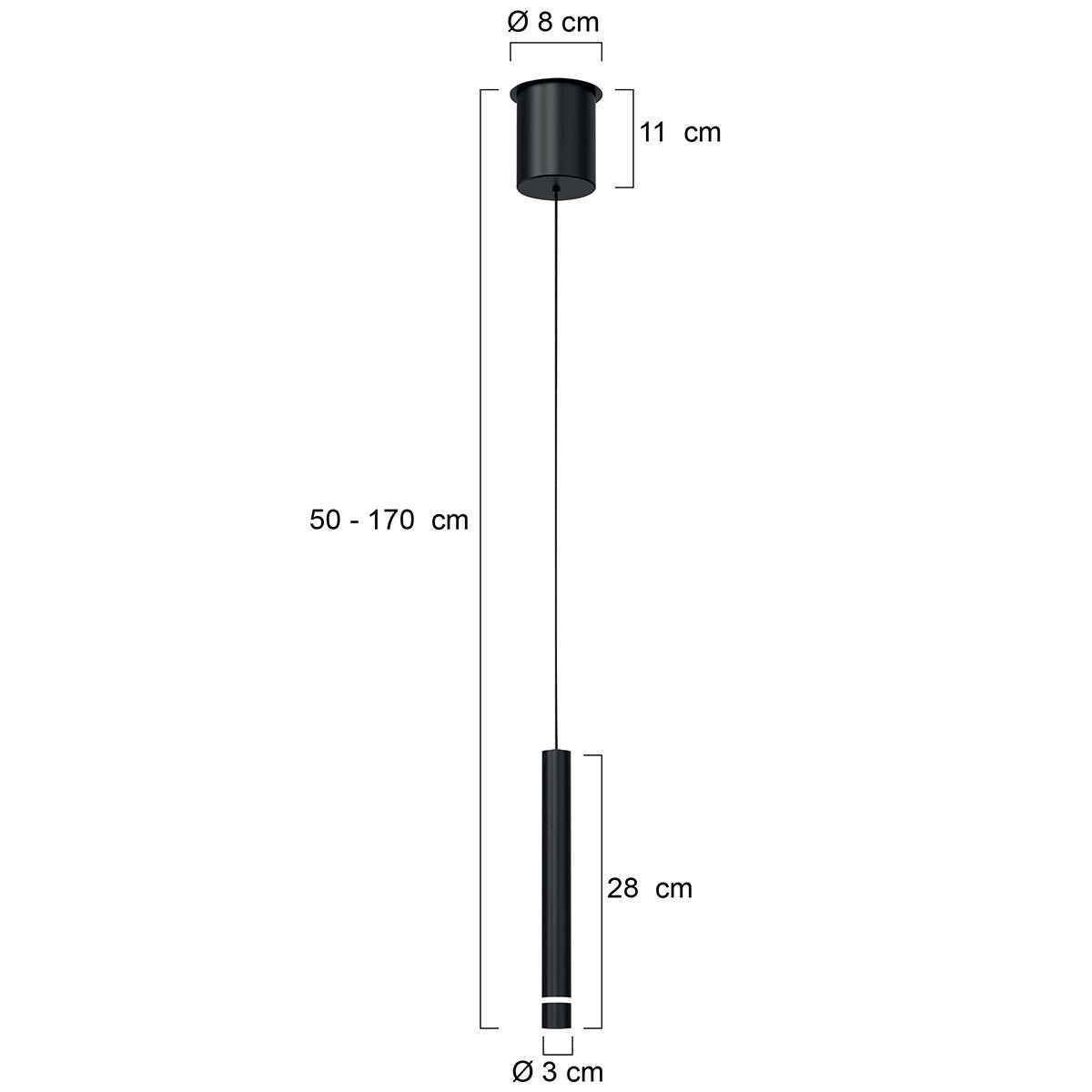 Hanglamp Volari 4714ZW zwarte pendellamp met cable lift - Afbeelding 5