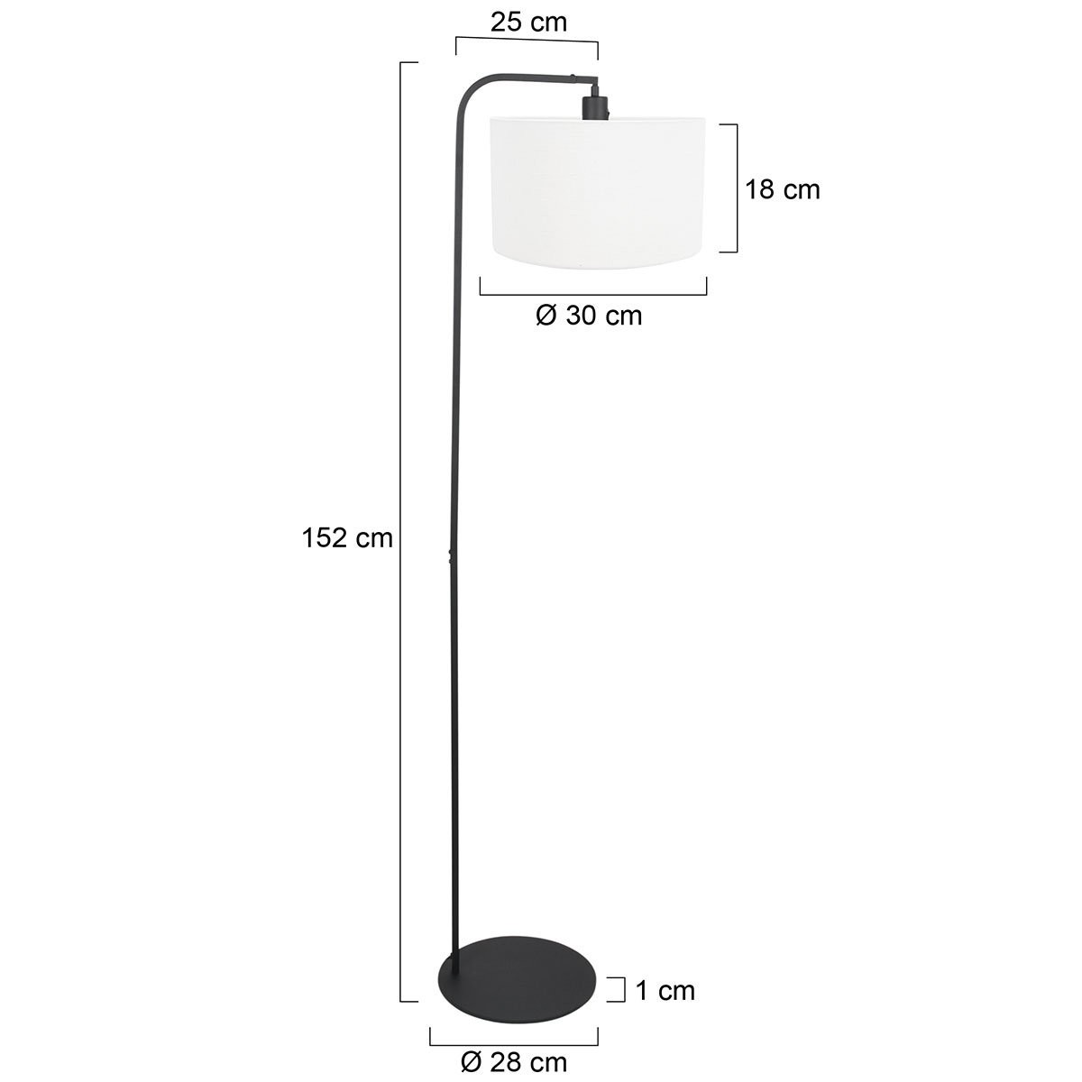 Vloerlamp Stang 4794ZW met grof wit linnen kap - Afbeelding 6