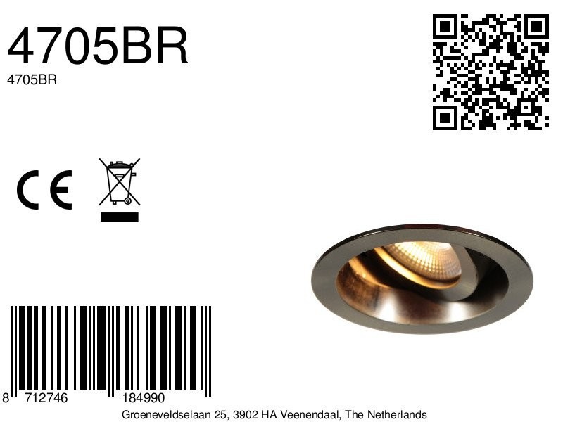 Pelite 4705BR – Bronzen inbouwspot met twee lichtstanden - Afbeelding 7