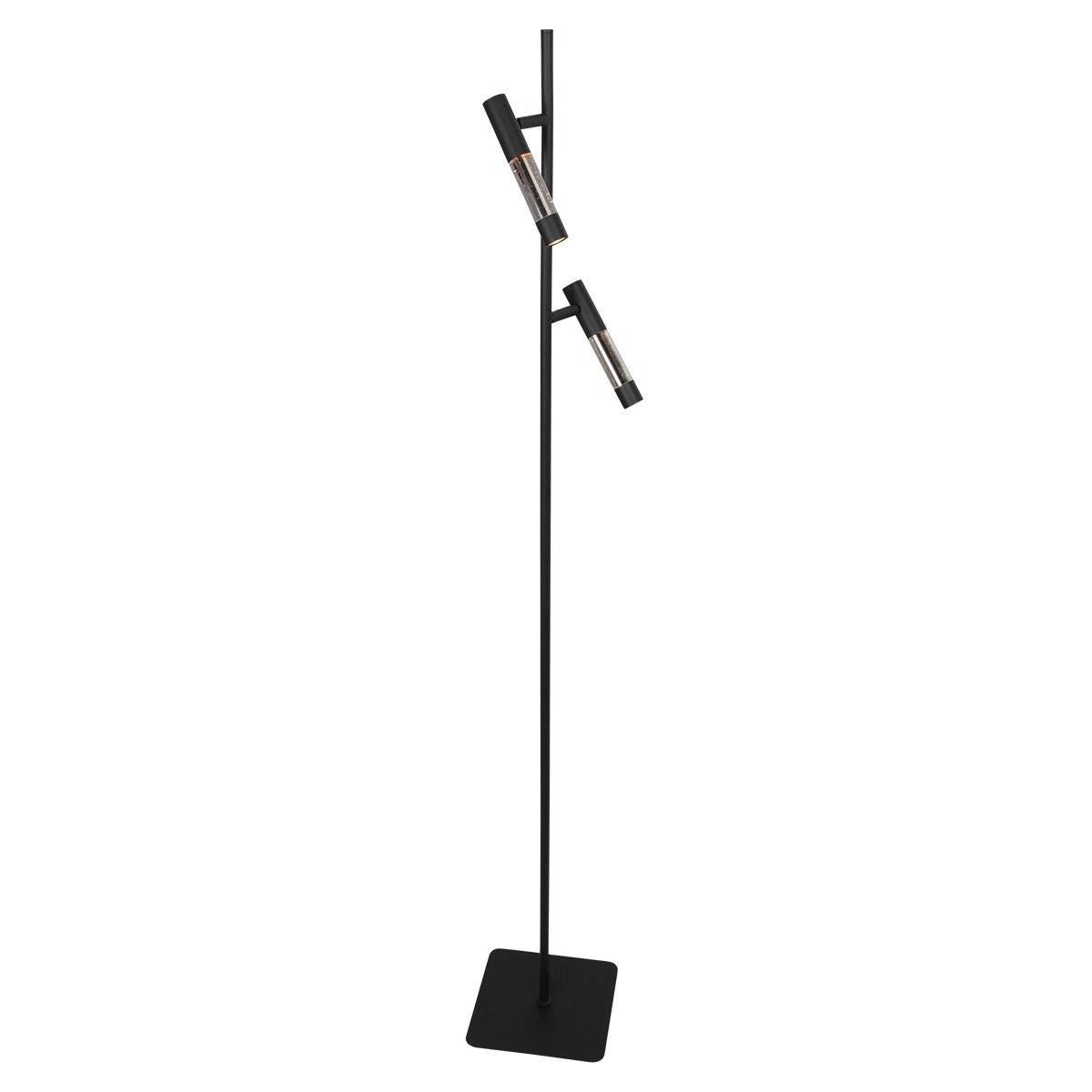 Steinhauer Alisio 4597ZW – Zwarte 2-lichts LED vloerlamp met luxe glas en pushdimmers - Afbeelding 11