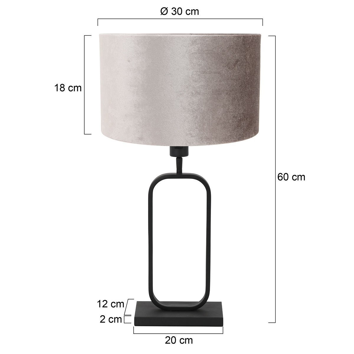 Tafellamp Stang 4806ZW met grijze velours kap voor sfeerlicht - Afbeelding 6