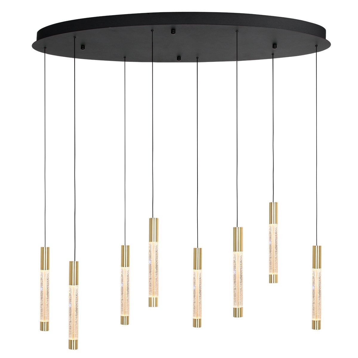 Steinhauer Alisio 4580ME – Messing 8-lichts LED hanglamp met ovale plafondplaat en Cable lift