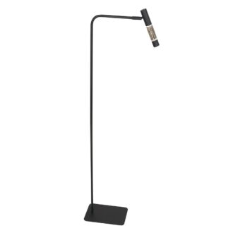 Steinhauer Alisio 4595ZW – Zwarte LED vloerlamp met luxe glas en pushdimmer