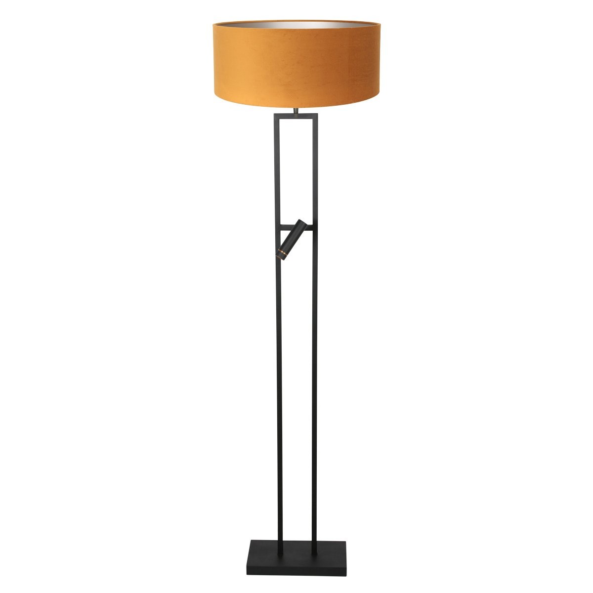 Vloerlamp Stang 4724ZW met gouden velours kap en leeslicht - Afbeelding 2