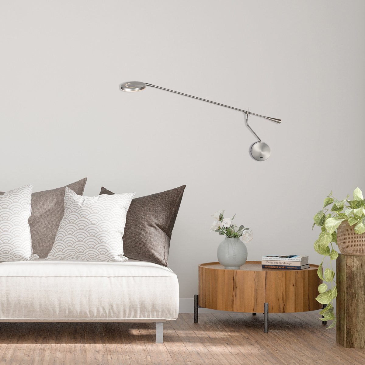 Wandlamp Soleil 2 staal met Lange Zwenkarm - Afbeelding 2