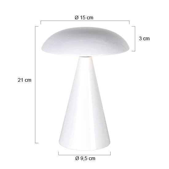 Tafellamp Mush 4856W - glanzend witte oplaadbare sfeermaker - Afbeelding 6
