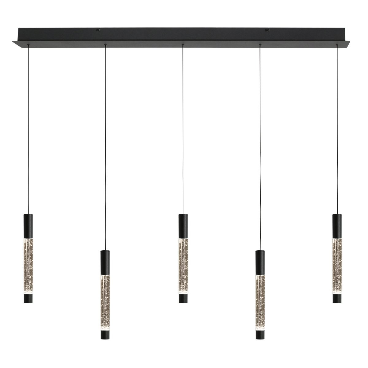 Hanglamp Alisio 4578ZW 5-lichts luxe glas in zwart