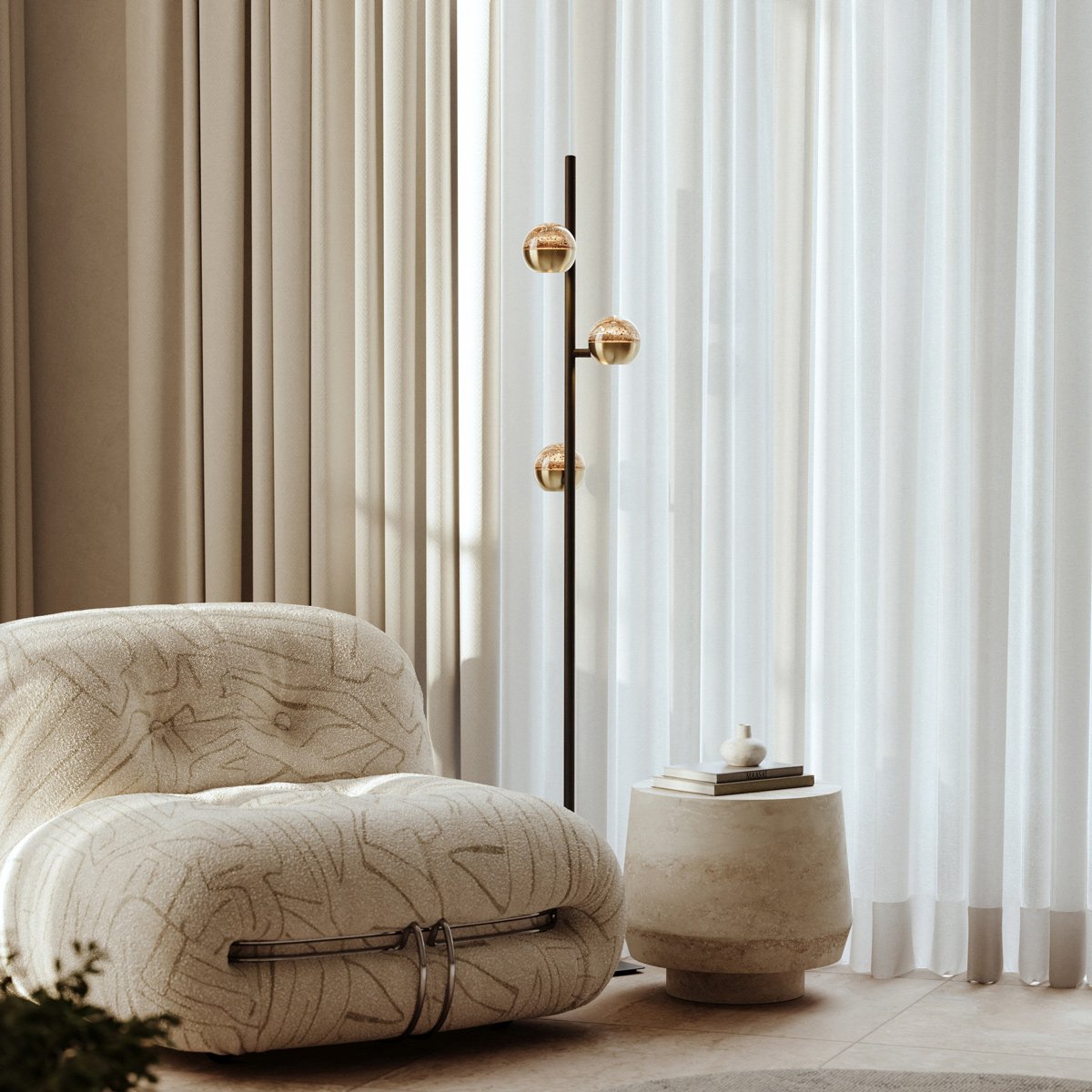 Belluno 4590ME – Zwart messing vloerlamp met dim to warm - Afbeelding 4