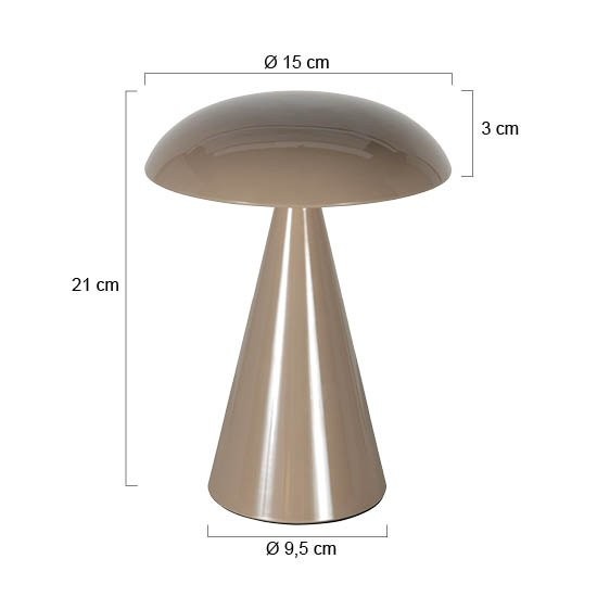 Tafellamp Mush 4856B - bruine oplaadbare sfeerlamp met glans - Afbeelding 6