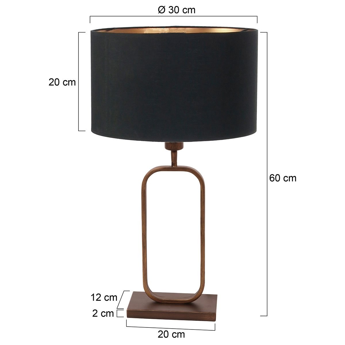 Tafellamp Stang 4814BR met zwarte linnen kap voor sfeerlicht - Afbeelding 6