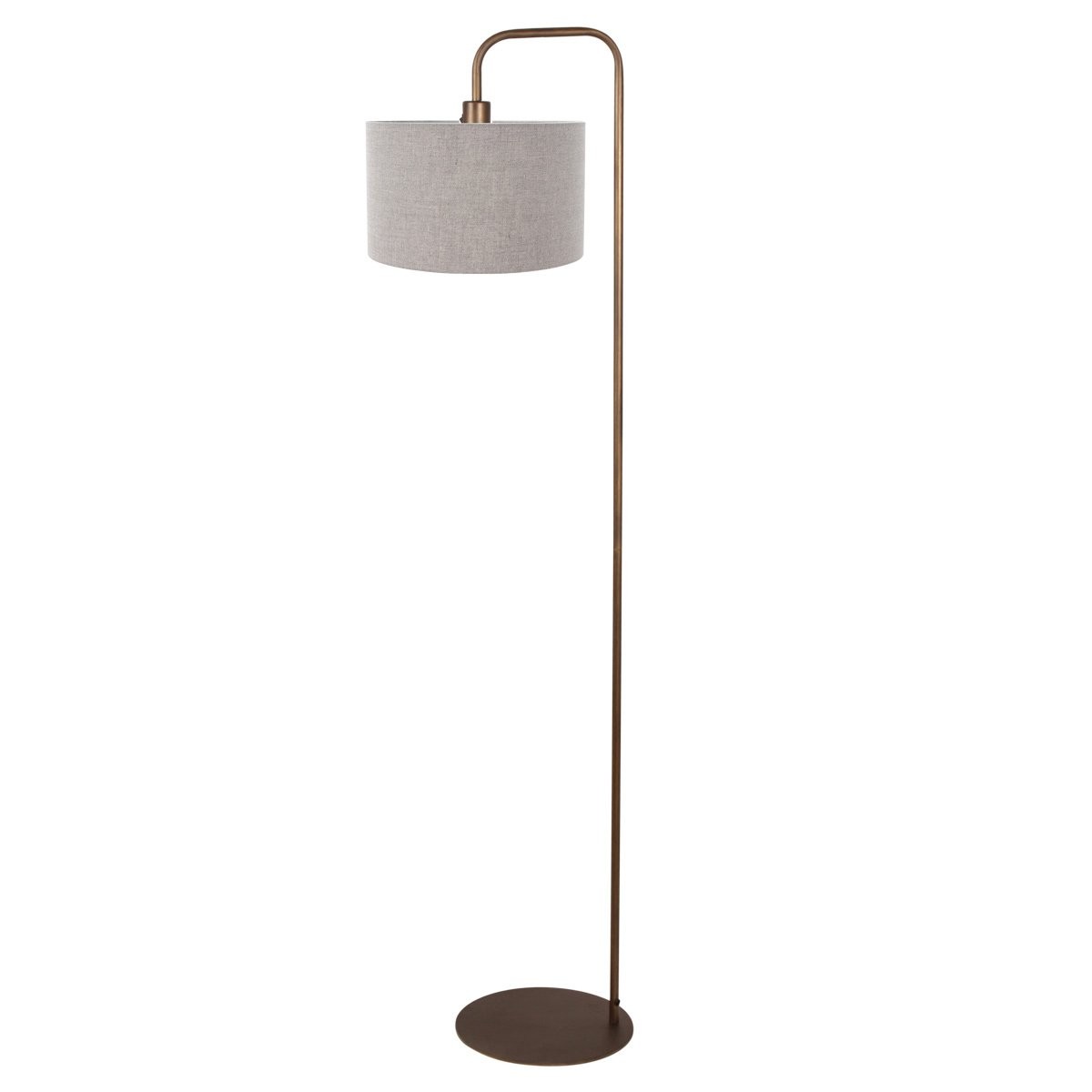 Vloerlamp Stang 4787BR bronskleurig met grof grijs linnen kap - Afbeelding 2
