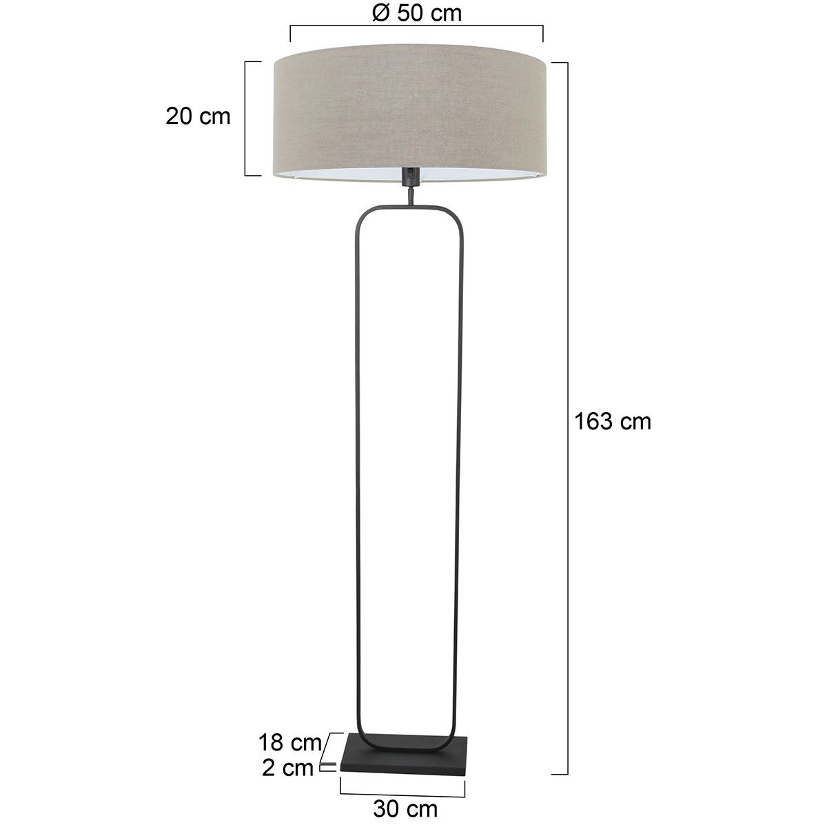 Vloerlamp Stang 4823ZW - zwart armatuur met grijs linnen kap - Afbeelding 6