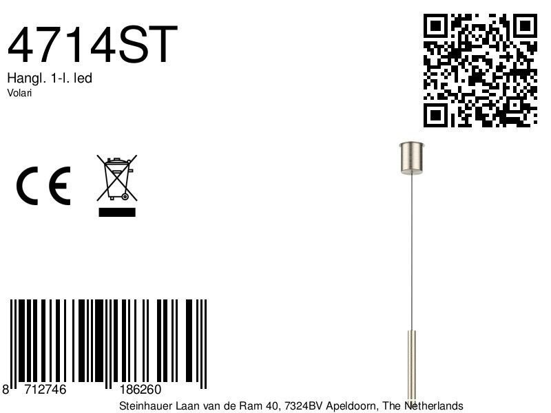 Hanglamp Volari 4714ST stalen pendellamp met warm LED-licht - Afbeelding 5