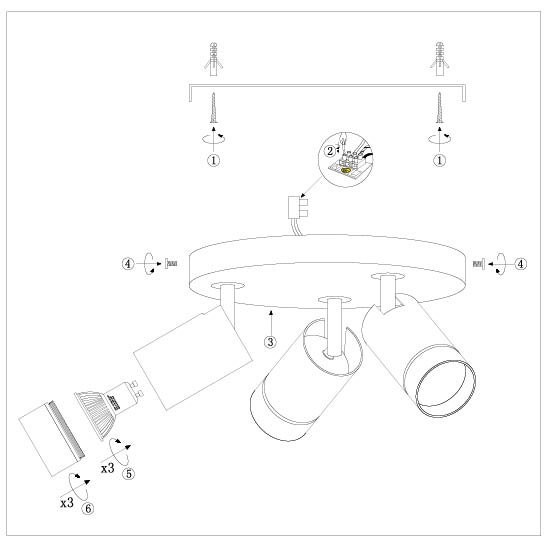 Zwarte spot Downlume 4859ZW, 3-lichts GU10 plafondspot - Afbeelding 7