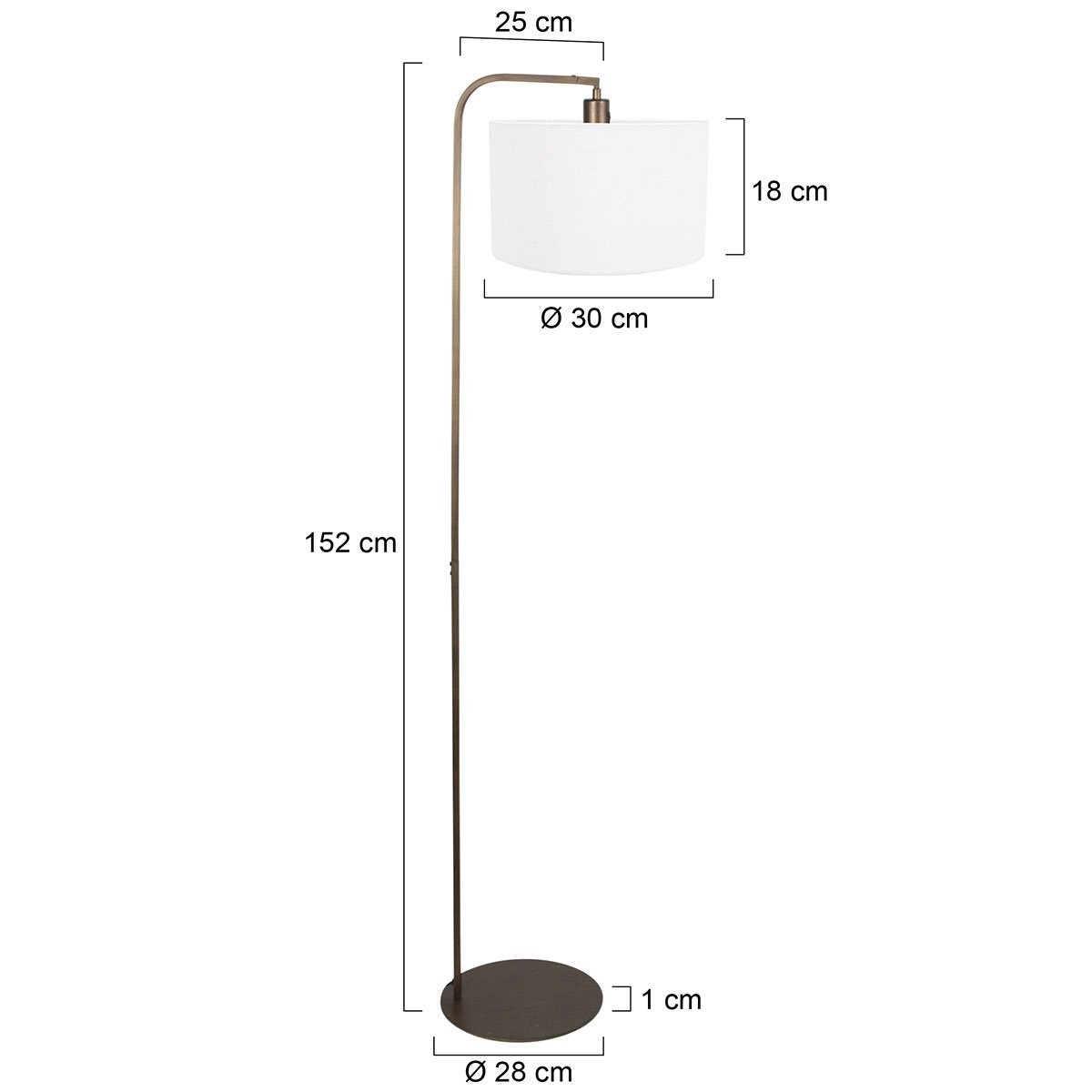 Vloerlamp Stang 4802BR met grof wit linnen kap - Afbeelding 6