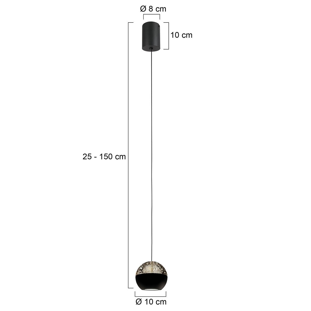Belluno 4587ZW – 1-lichts hanglamp zwart met cable lift - Afbeelding 8