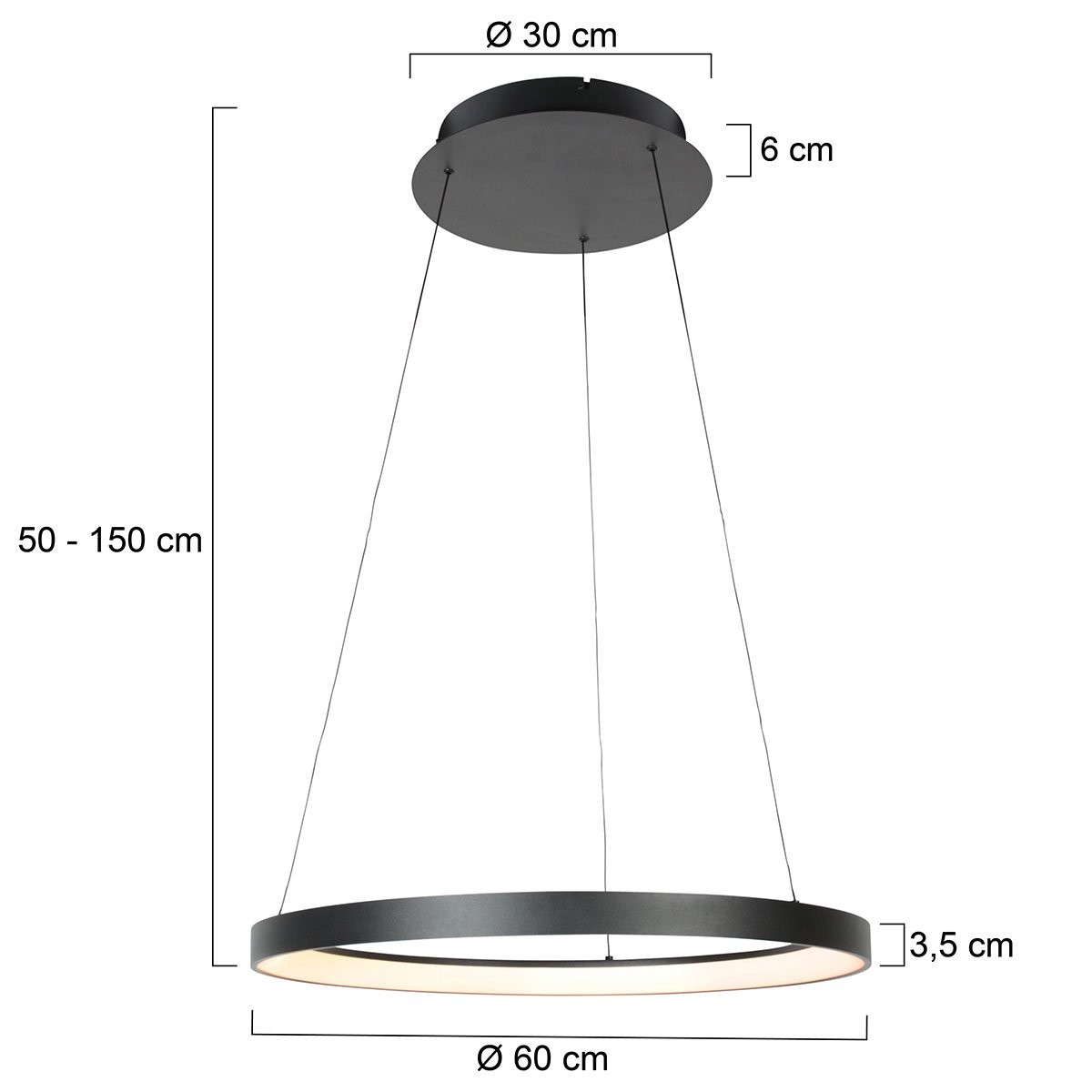 Zwarte hanglamp Ringlede 4612ZW met cable-lift systeem - Afbeelding 7