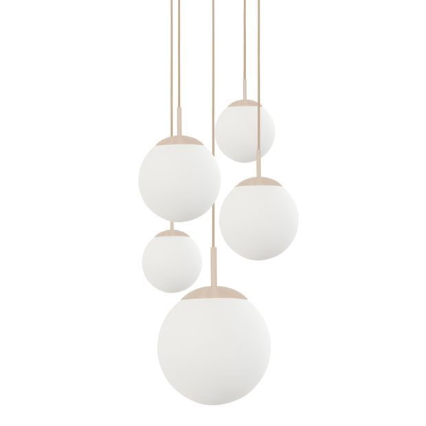 Hanglamp Bollique 2730CR crème 5 lichts designlamp met mat wit glas - Afbeelding 3