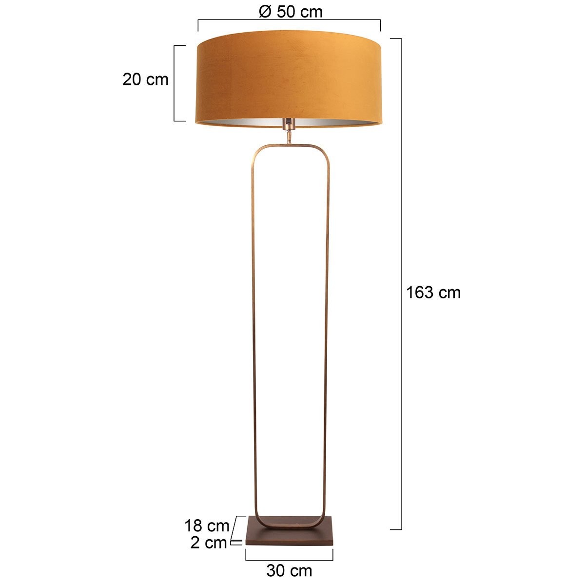 Vloerlamp Stang 4828BR - brons armatuur met gouden velours kap - Afbeelding 6