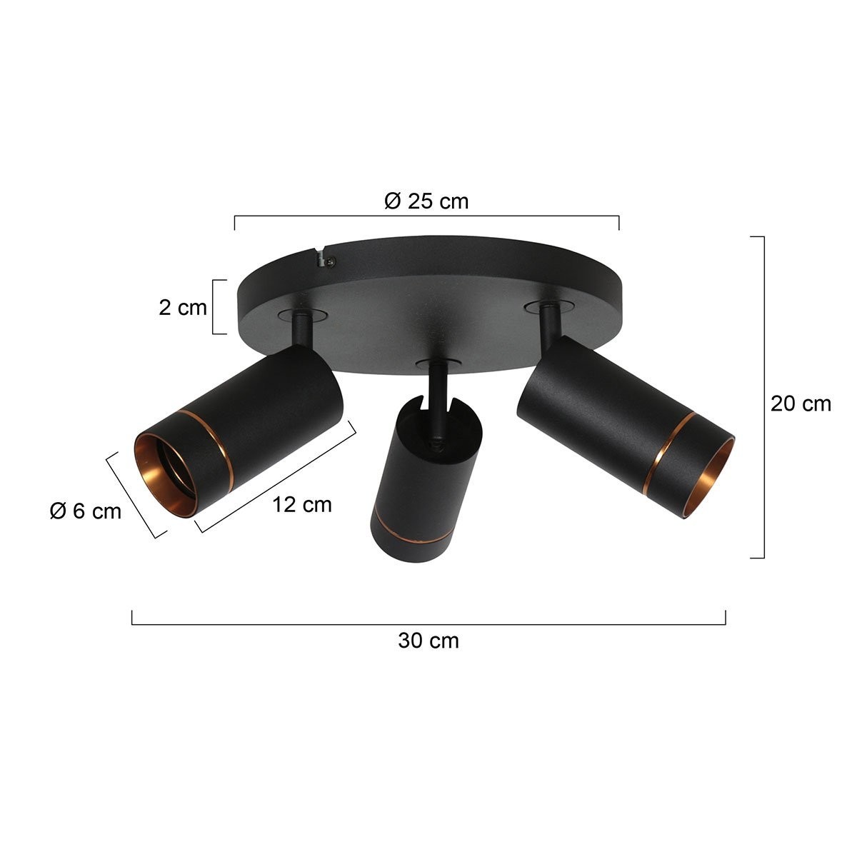 Zwarte spot Downlume 4859ZW, 3-lichts GU10 plafondspot - Afbeelding 5