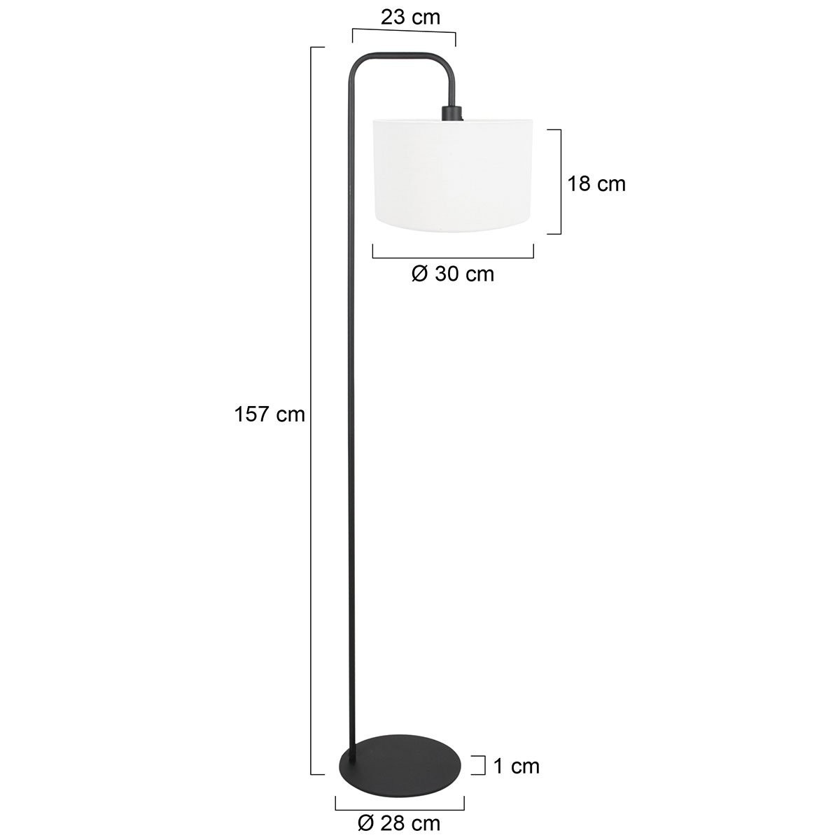 Vloerlamp Stang 4778ZW zwart met grof wit linnen kap - Afbeelding 6