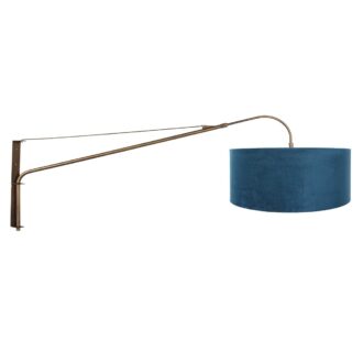 Wandlamp Elegant Classy brons met blauw velours kap Ø50 cm
