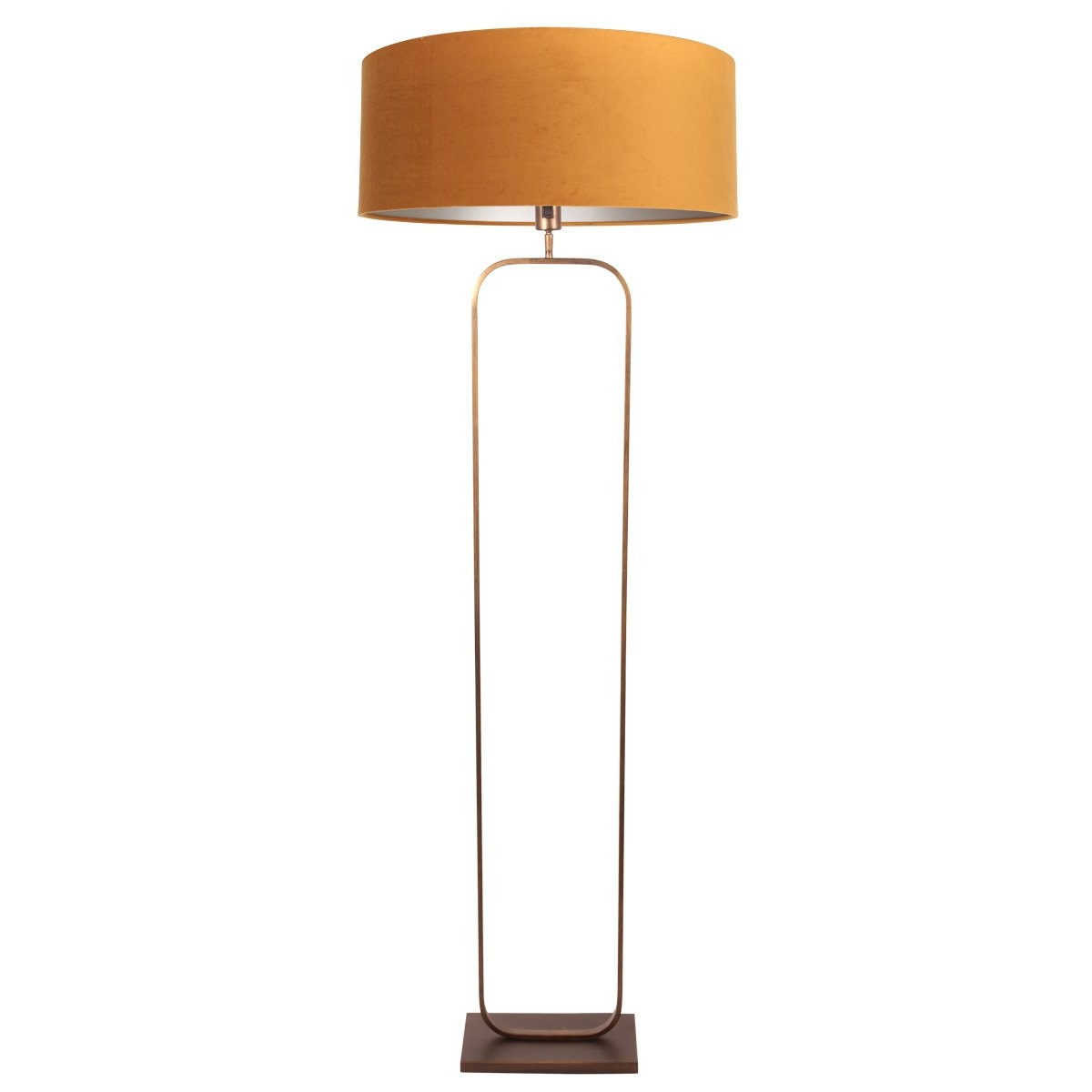 Vloerlamp Stang 4828BR - brons armatuur met gouden velours kap