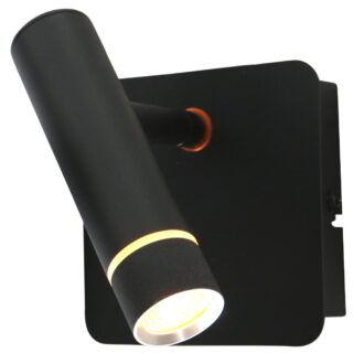 Steinhauer Volari 4712ZW – Zwarte LED wandlamp met verstelbare spot en dim-to-warm