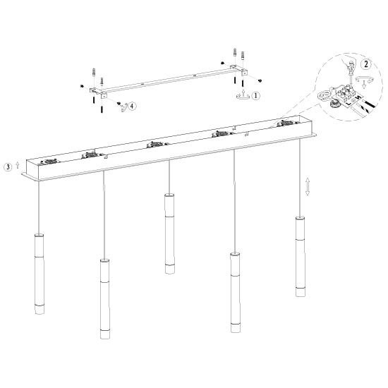 Hanglamp Alisio 4578ZW 5-lichts luxe glas in zwart - Afbeelding 8