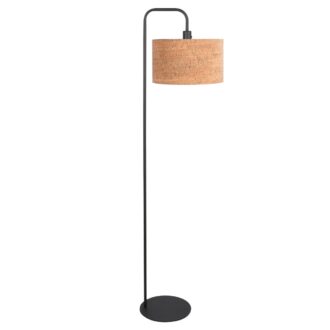 Vloerlamp Stang 4774ZW, zwarte vloerlamp met kurk kap