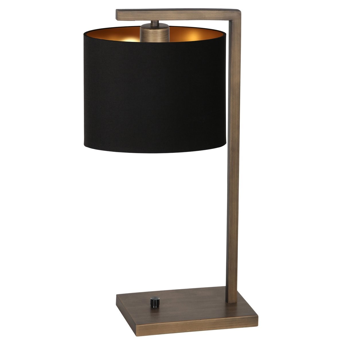 Bronzen tafellamp Stang 4901BR met zwarte linnen kap - Afbeelding 2