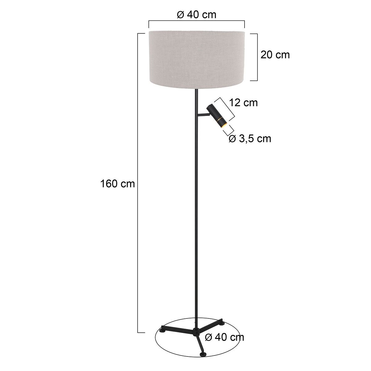 Vloerlamp Stang 4837ZW met leeslicht en grijze kap - Afbeelding 6