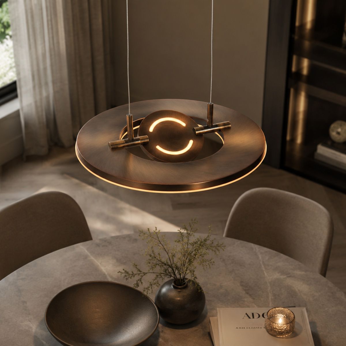 Hanglamp Soleil 2 4140BR – Bronskleurige LED hanglamp met Cable Lift - Afbeelding 3