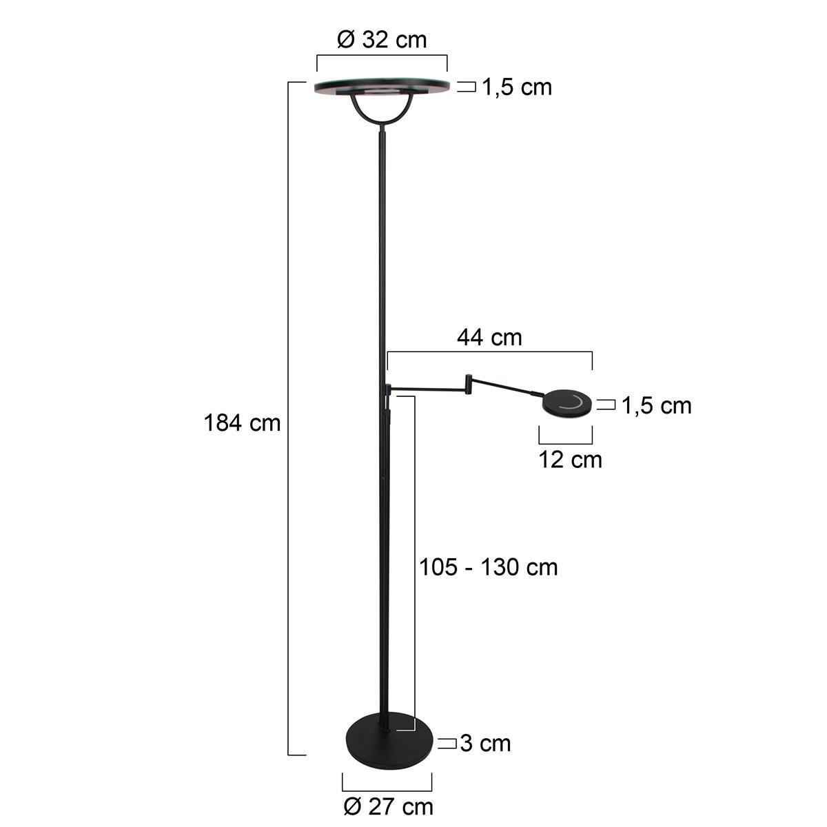 Zwarte vloerlamp Soleil 2 4386ZW met veel mogelijkheden - Afbeelding 7