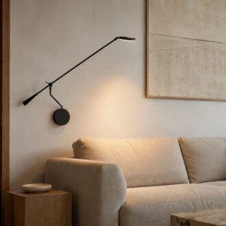 Wandlamp Soleil 2 zwart met lange zwenkarm