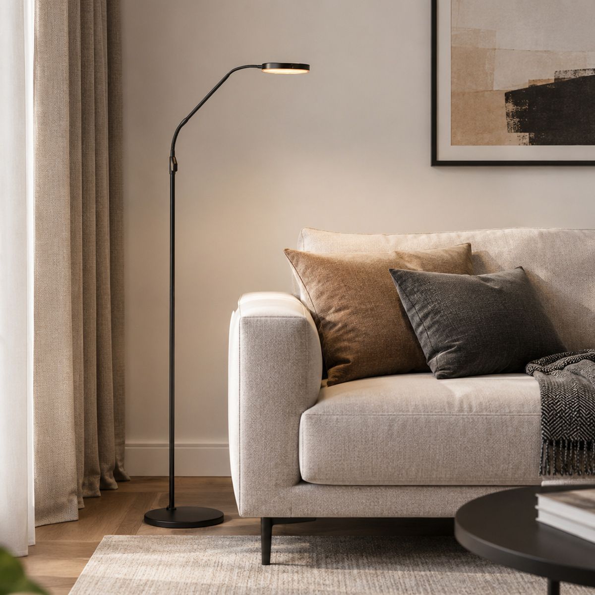 Vloerlamp Soleil 2 4389ZW – Zwarte leeslamp met instelbare lichtkleur - Afbeelding 2