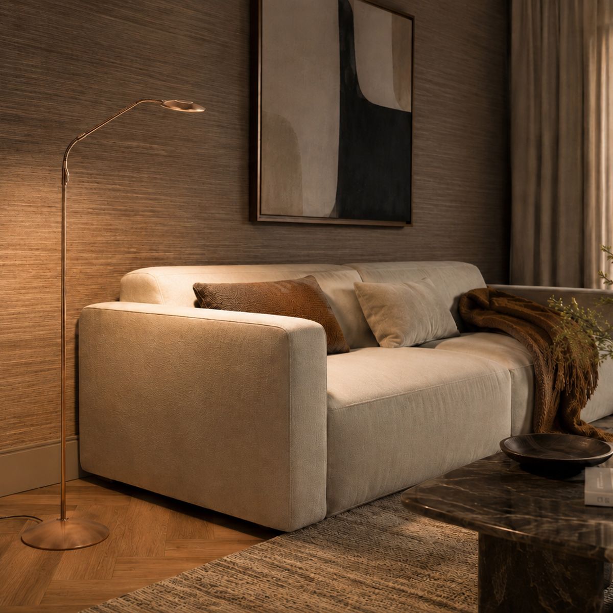 Leeslamp Vloerlamp Zenith 2 4395BR – Brons, dimbaar en lichtkleur instelbaar - Afbeelding 2