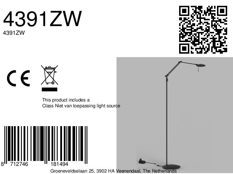 Vloerlamp Zenith 2 4391ZW zwart dimbaar en instelbaar licht - Afbeelding 7