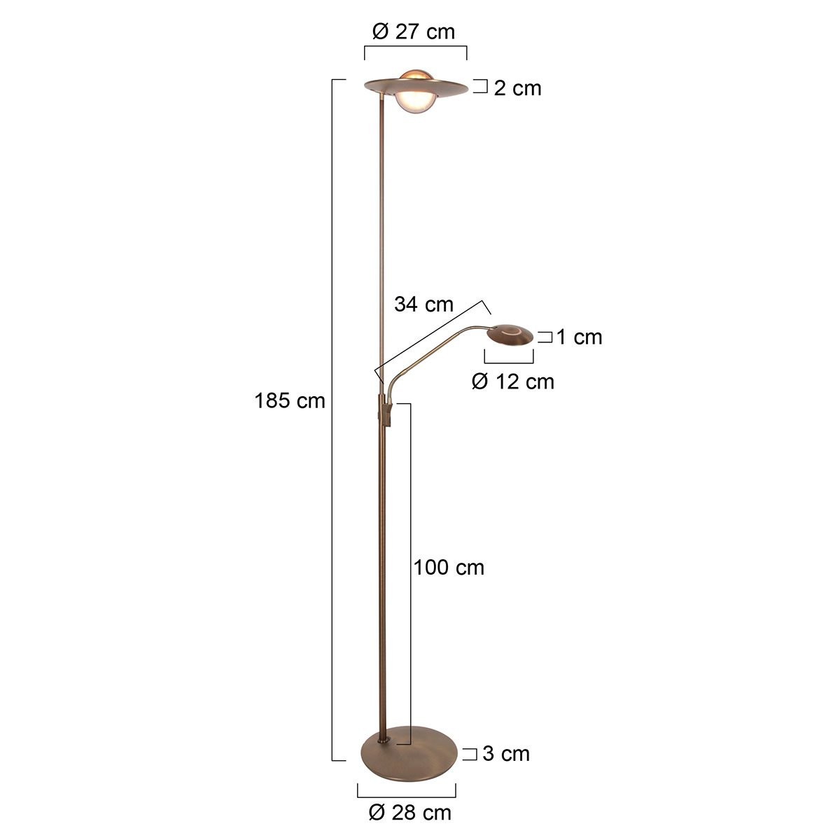 Vloerlamp Zenith 2 4394BR brons met afstansbediening - Afbeelding 8