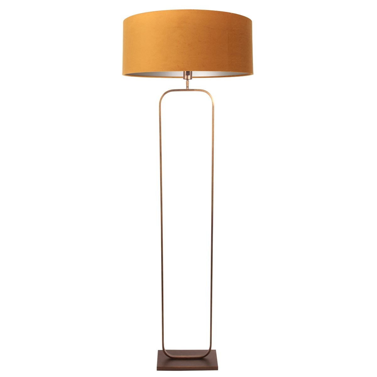 Vloerlamp Stang 4828BR - brons armatuur met gouden velours kap - Afbeelding 2