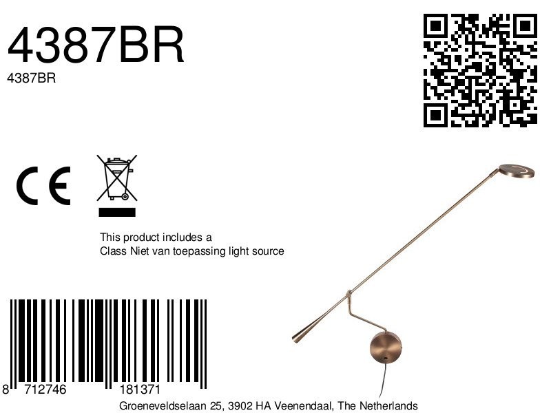 Wandlamp Soleil 2 met zwenkarm in brons - Afbeelding 8