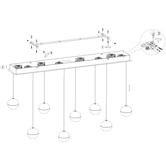 Belluno 4592ZW – 8-lichts hanglamp met cable lift - Afbeelding 9