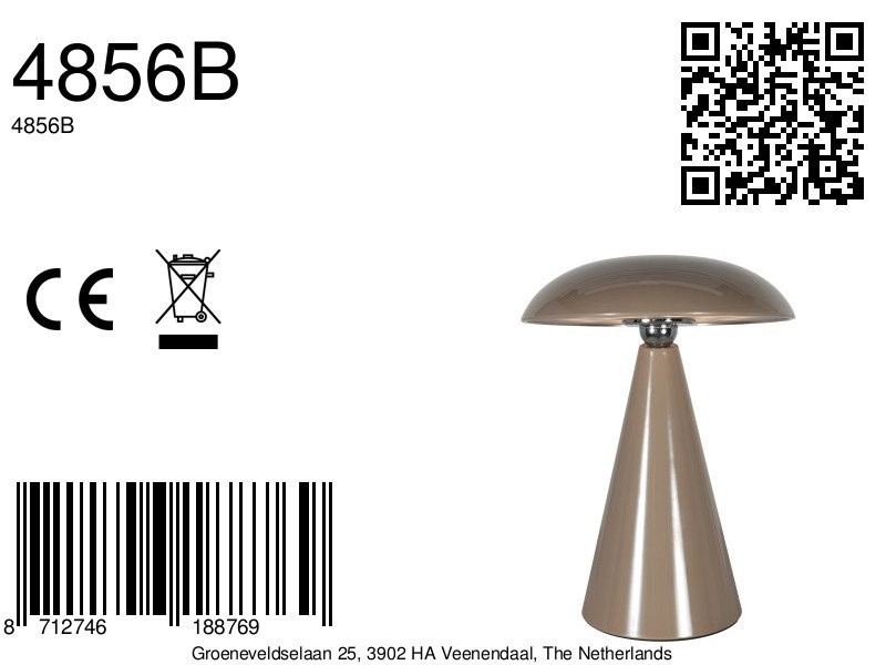 Tafellamp Mush 4856B - bruine oplaadbare sfeerlamp met glans - Afbeelding 7