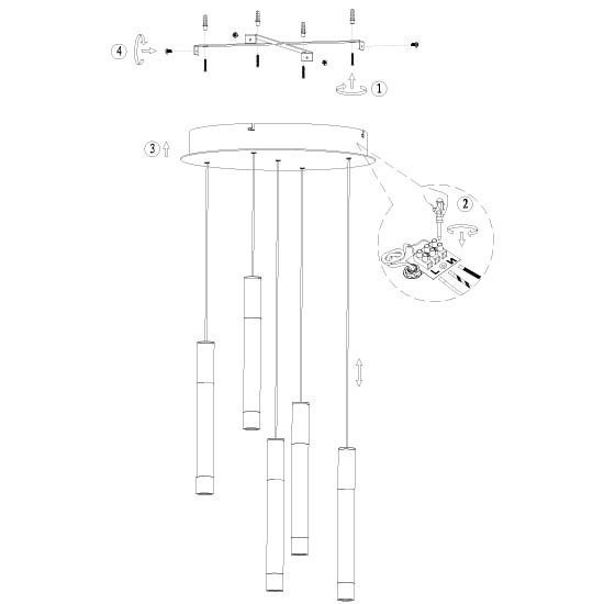 Hanglamp Alisio 4578ME 5-lichts luxe glas in messing - Afbeelding 7