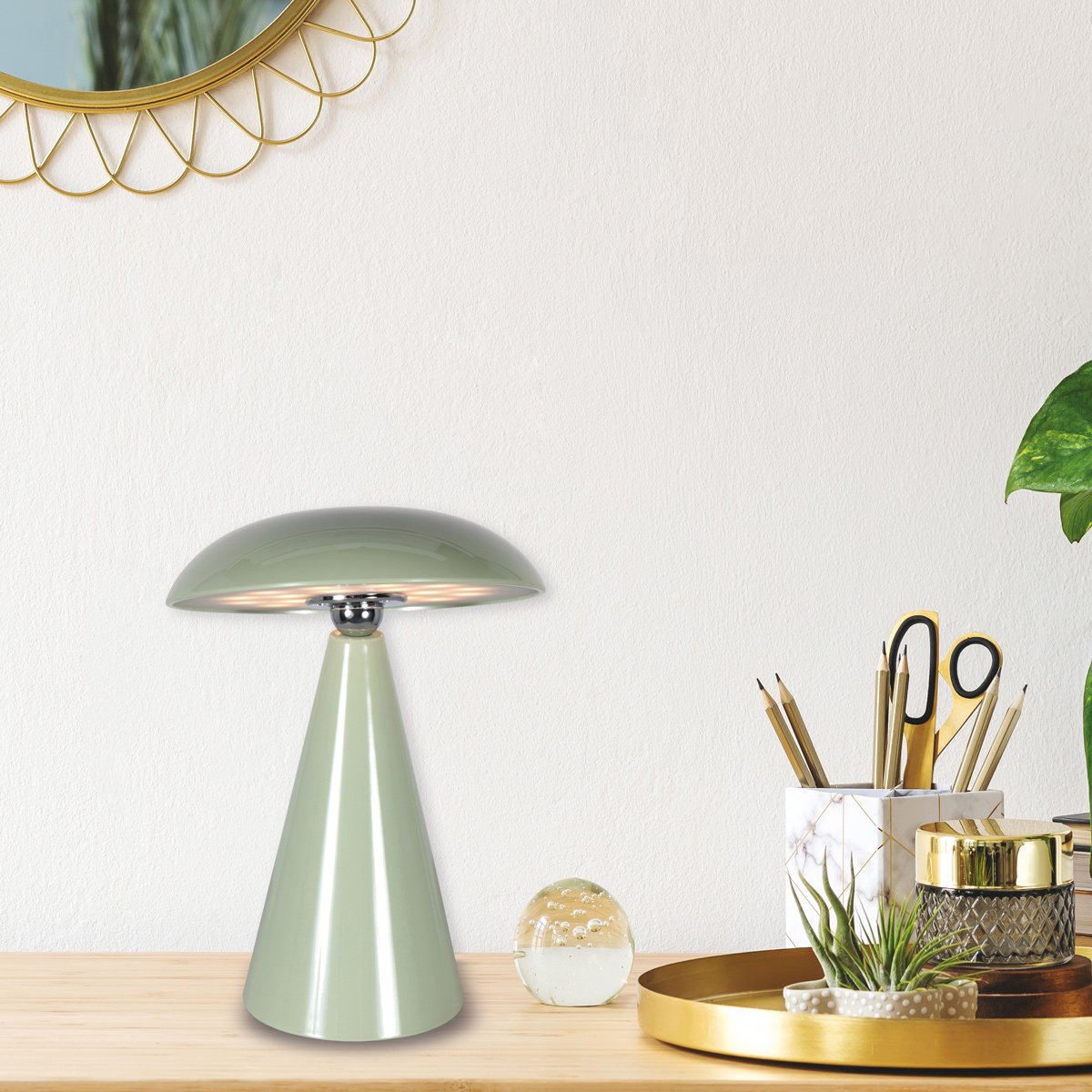 Tafellamp Mush 4856G - draadloze sfeerlamp in glanzend pastelgroen - Afbeelding 3