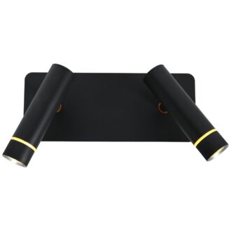 Steinhauer Volari 4713ZW – Zwarte 2-lichts LED wandlamp met verstelbare spots en dim-to-warm