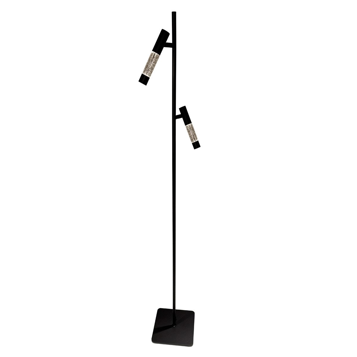 Steinhauer Alisio 4597ZW – Zwarte 2-lichts LED vloerlamp met luxe glas en pushdimmers