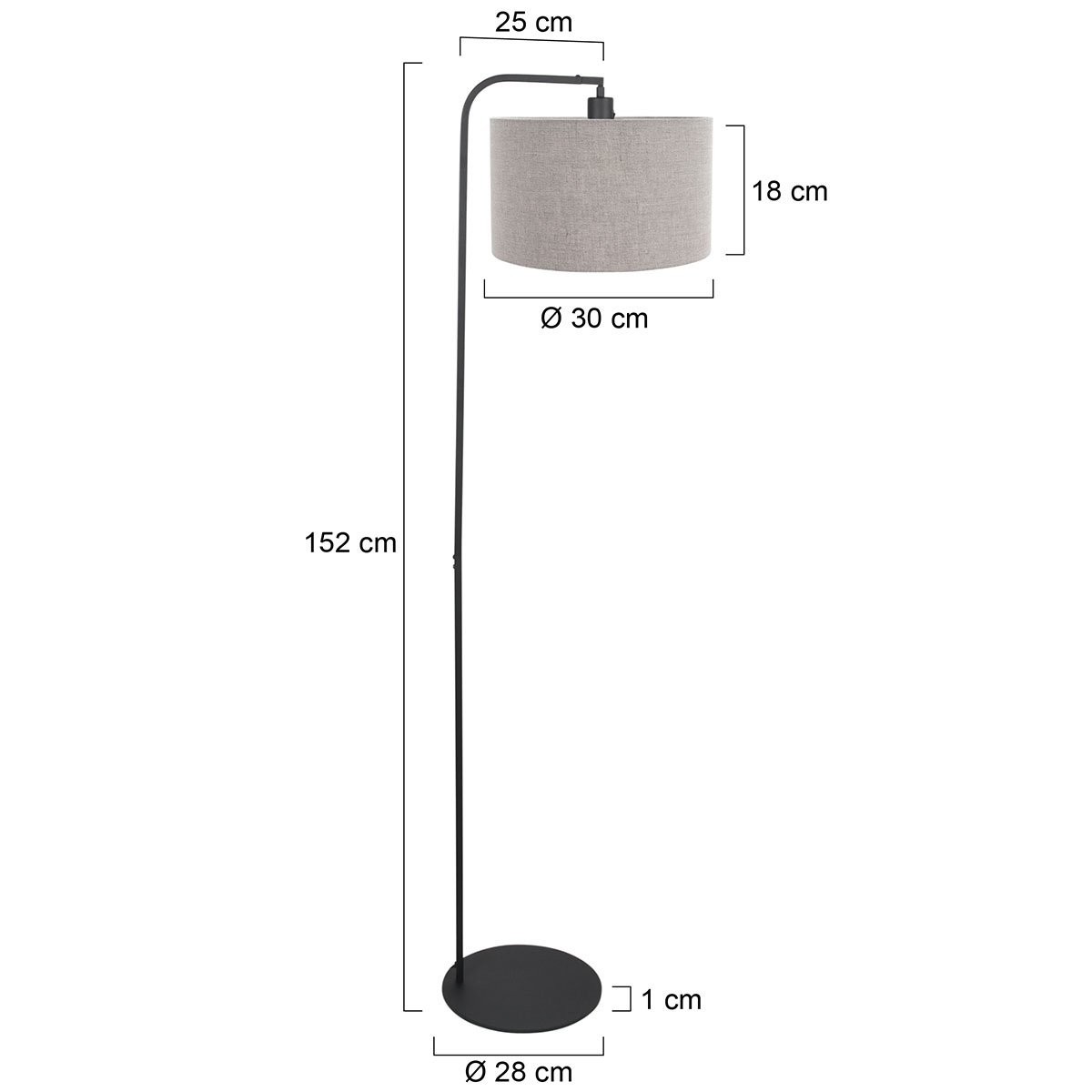 Vloerlamp Stang 4795ZW met grof grijze linnen kap - Afbeelding 6