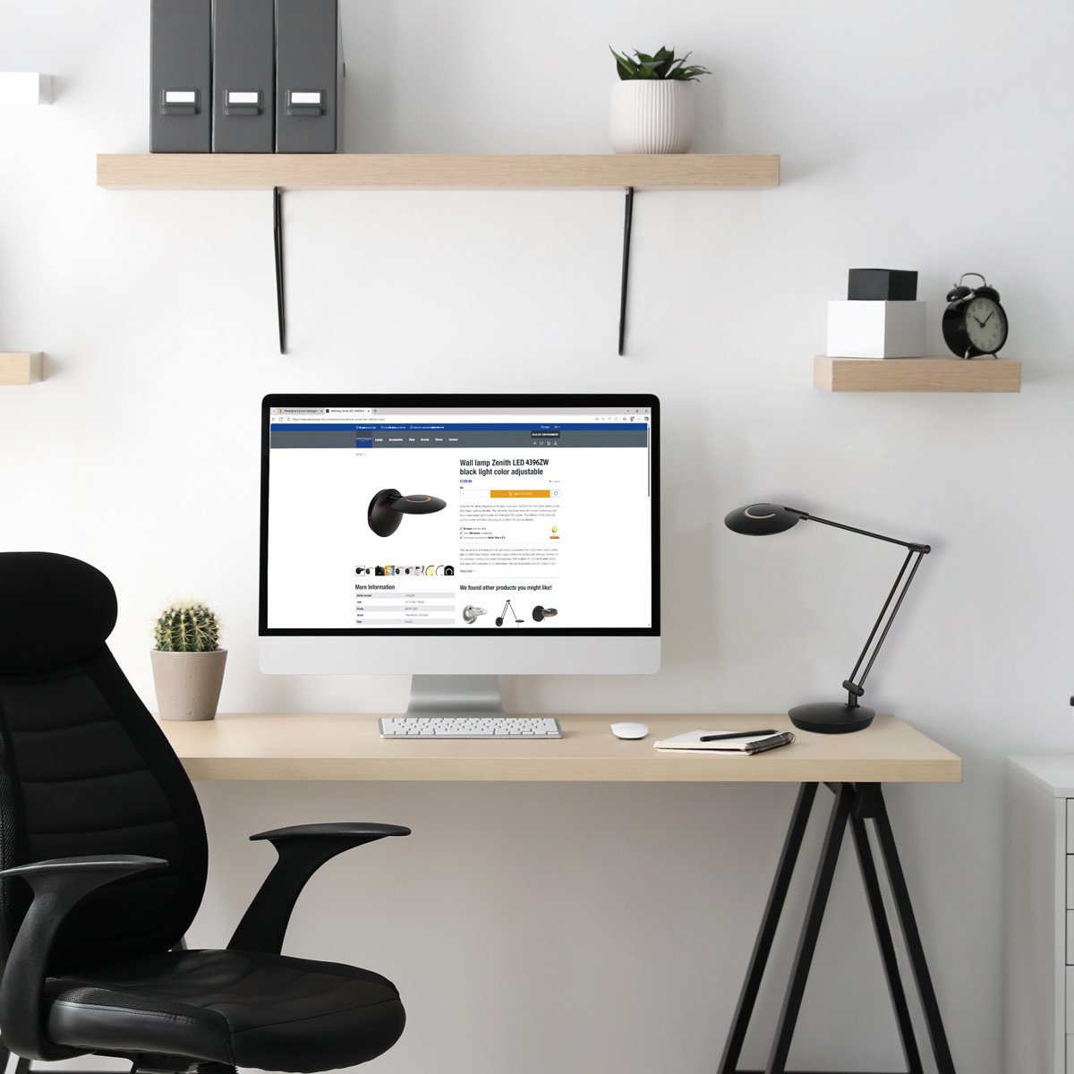 Zwarte tafellamp Zenith 2 4393ZW modern en richtbaar - Afbeelding 3